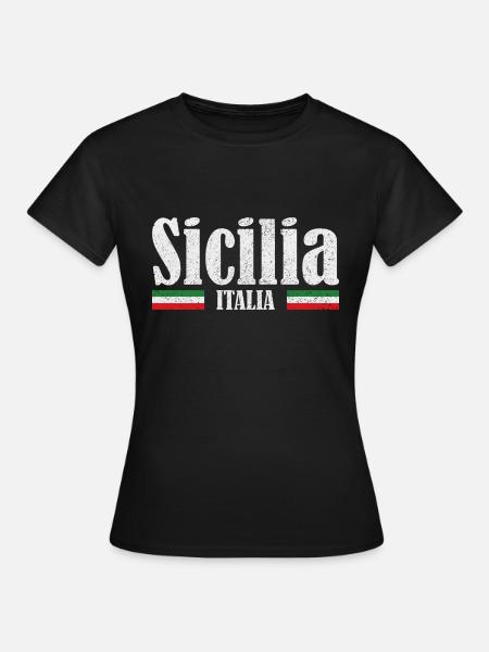 Europe Voyage Vintage Sicilia Italia Touriste - T-shirt Femme - noir
