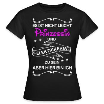 Gleichzeitig Prinzessin und Elektrikerin - Frauen T-Shirt - Schwarz - Vorne - AI Model Female 172 dark (172cm)