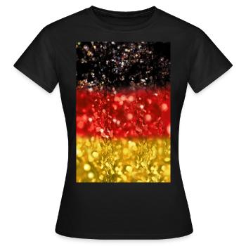 05 Deutschland Flagge Fahne Glitzer Poster Shirt - Frauen T-Shirt - Schwarz - Vorne - AI Model Female 172 dark (172cm)