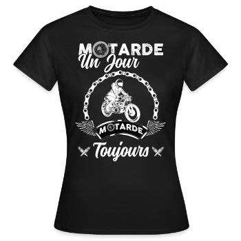 Une Motarde, Une femme, Une moto, le bonheur - T-shirt Femme - noir - Devant - AI Model Female 172 dark (172cm)