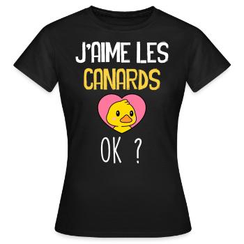 j'aime les Canards Ok ? - T-shirt Femme - noir - Devant - AI Model Female 172 dark (172cm)