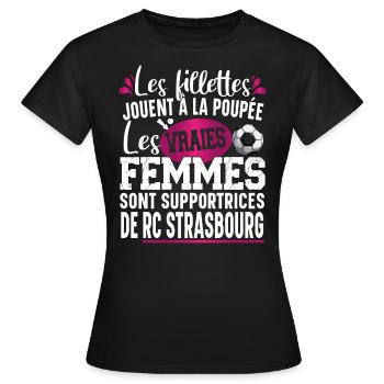RC Strasbourg Supportrice Football Cadeau Femme - T-shirt Femme - noir - Devant - AI Model Female 172 dark (172cm)