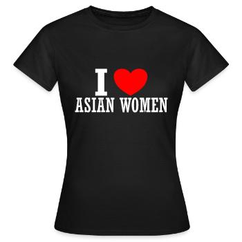 J’aime les femmes asiatiques J’aime les Asiatiques - T-shirt Femme - noir - Devant - AI Model Female 172 dark (172cm)