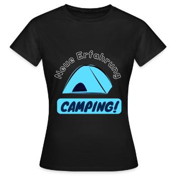 Neue Erfahrung - Camping! - Frauen T-Shirt - Schwarz - Vorne - AI Model Female 172 dark (172cm)