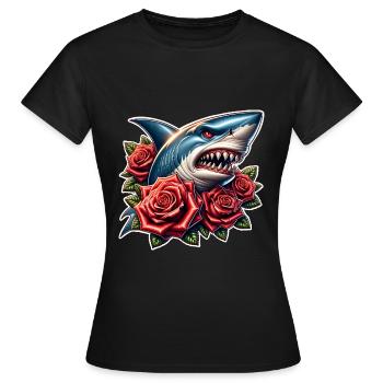 Roses de requin - T-shirt Femme - noir - Devant - AI Model Female 172 dark (172cm)