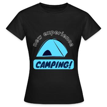 Neue Erfahrung - Camping! - Frauen T-Shirt - Schwarz - Vorne - AI Model Female 172 dark (172cm)