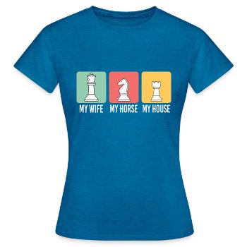 Chess Player Chess Games Chess Pun - Frauen T-Shirt - Antikblaues Saphir meliert - Vorne - AI Model Female 172 dark (172cm)