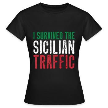 Sicile Circulation Italie Plaisir de conduire - T-shirt Femme - noir - Devant - AI Model Female 172 dark (172cm)