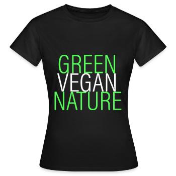 vert - végétalien - naturel - T-shirt Femme - noir - Devant - AI Model Female 172 dark (172cm)