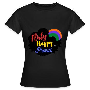 coquet, heureux et fier - T-shirt Femme - noir - Devant - AI Model Female 172 dark (172cm)