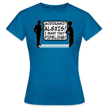 Gottverdammt Alexis! - Frauen T-Shirt - Antikblaues Saphir meliert - Vorne - AI Model Female 172 dark (172cm)
