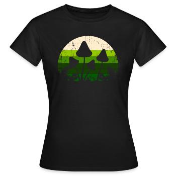 Retro Vintage psychedelischen Pilz / Hippie - Frauen T-Shirt - Schwarz - Vorne - AI Model Female 172 dark (172cm)