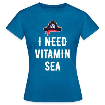I NEED VITAMIN SEA - Women's T-Shirt - antique blue sapphire heather - Front - AI Model Female 172 dark (172cm)