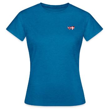 England Denmark Flag Heart - Women's T-Shirt - antique blue sapphire heather - Front - AI Model Female 172 dark (172cm)