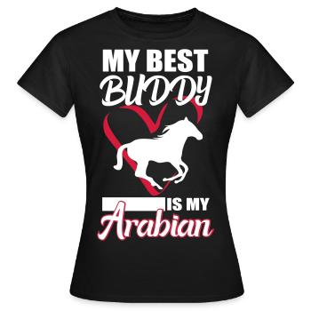 Cheval arabe disant - T-shirt Femme - noir - Devant - AI Model Female 172 dark (172cm)
