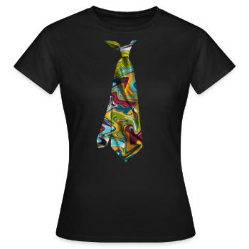 colorful necktie bunte Krawatte cravate corbata - Women's T-Shirt - black - Front - AI Model Female 172 dark (172cm)