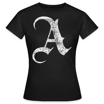 Tshirt alphabet initial A - Women's T-Shirt - black - Front - AI Model Female 172 dark (172cm)