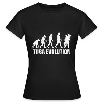 Tuba Evolution, cadeau de joueur de tuba et de tuba - T-shirt Femme - noir - Devant - AI Model Female 172 dark (172cm)