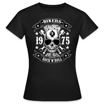 Rockabilly Vintage Rocker Skulls Rock N Roll - Frauen T-Shirt - Schwarz - Vorne - AI Model Female 172 dark (172cm)
