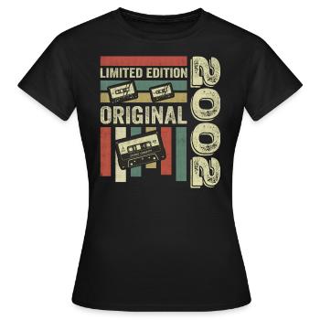 Millésime 2002 - citation d’anniversaire rétro 2002 - T-shirt Femme - noir - Devant - AI Model Female 172 dark (172cm)