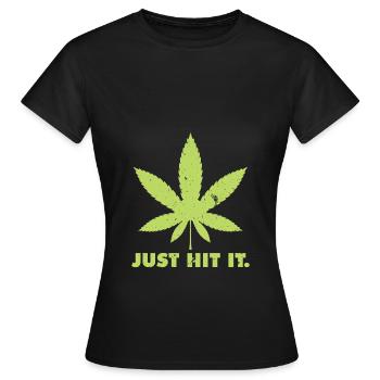 Feuille de cannabis chanvre gras hachisch ganja - T-shirt Femme - noir - Devant - AI Model Female 172 dark (172cm)