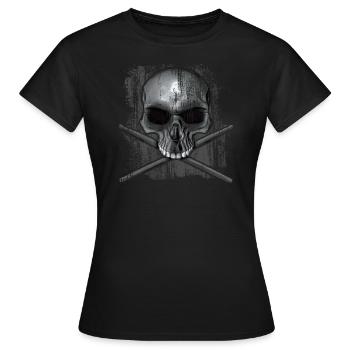 drummer skull - Frauen T-Shirt - Schwarz - Vorne - AI Model Female 172 dark (172cm)