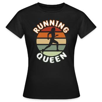 Retro Running Queen - Joggen Laufsport Laufen - Frauen T-Shirt - Schwarz - Vorne - AI Model Female 172 dark (172cm)