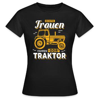 Fortschritt Traktor Trecker Landwirtin Geschenk - Frauen T-Shirt - Schwarz - Vorne - AI Model Female 172 dark (172cm)