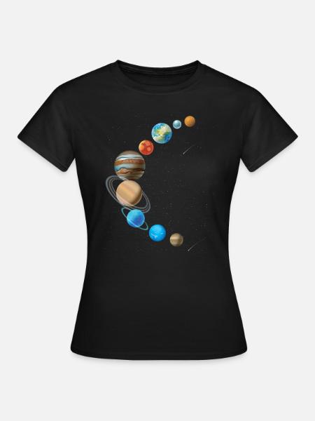 Sonnensystem in Sichelform - Frauen T-Shirt - Schwarz