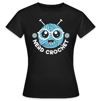 Nerd Crochet Yarn Collector Crochet tricot - T-shirt Femme - noir - Devant - AI Model Female 172 dark (172cm)
