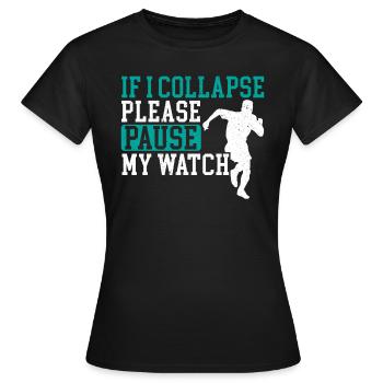 Si je m’effondre s’il vous plaît arrêtez ma montre Funny Runner - T-shirt Femme - noir - Devant - AI Model Female 172 dark (172cm)