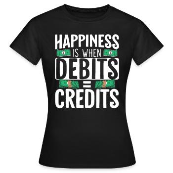 Happiness Is When Debits Is Equal To Credits - Women's T-Shirt - black - Front - AI Model Female 172 dark (172cm)