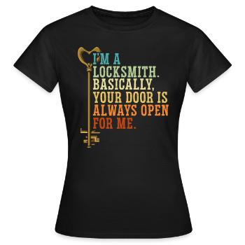 Je suis un serrurier SerrureRie Serrure Picking Keyhole - T-shirt Femme - noir - Devant - AI Model Female 172 dark (172cm)