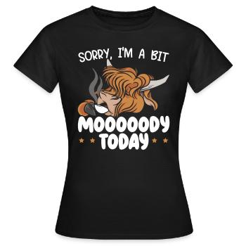 Je suis un peu lunatique aujourd’hui Scottist Highland Cow Lover - T-shirt Femme - noir - Devant - AI Model Female 172 dark (172cm)