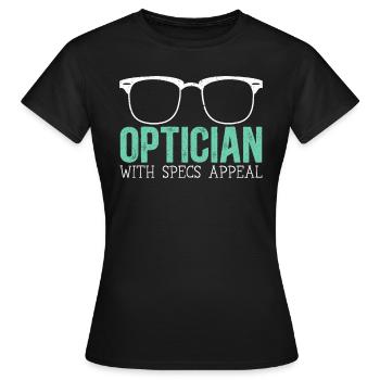 Optician With Specs Appeal Eye DoctorOptical - Women's T-Shirt - black - Front - AI Model Female 172 dark (172cm)
