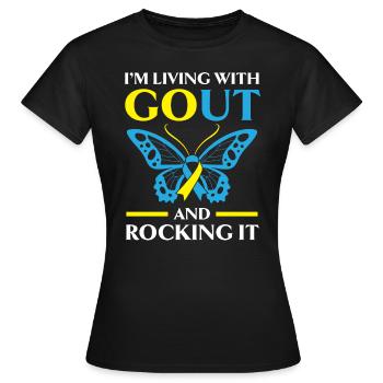 Je vis avec la goutte et la berce conscience de la goutte - T-shirt Femme - noir - Devant - AI Model Female 172 dark (172cm)
