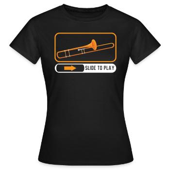 Slide To Play Musikinstrument Musiker Posaune - Frauen T-Shirt - Schwarz - Vorne - AI Model Female 172 dark (172cm)