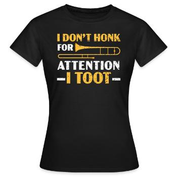 Je ne klaxonne pas pour attirer l’attention I Toot Trombone Player - T-shirt Femme - noir - Devant - AI Model Female 172 dark (172cm)