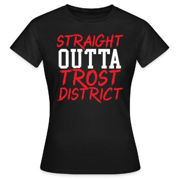 Straight Outta Trost District Cosplayer Cosplay - T-shirt Femme - noir - Devant - AI Model Female 172 dark (172cm)