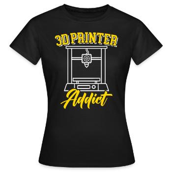 Rétraction de la buse d’impression 3D 3D Addict - T-shirt Femme - noir - Devant - AI Model Female 172 dark (172cm)
