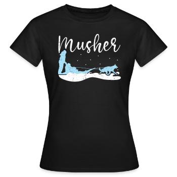 Mush Mushing Schlitten Hund Schlitten Musher Huskie - Frauen T-Shirt - Schwarz - Vorne - AI Model Female 172 dark (172cm)