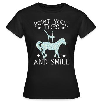 Zeige mit den Zehen und lächle beim Voltigieren - Frauen T-Shirt - Schwarz - Vorne - AI Model Female 172 dark (172cm)