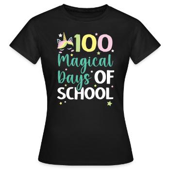 100 Magical Of Days Of School Unicorn Lover - T-shirt Femme - noir - Devant - AI Model Female 172 dark (172cm)