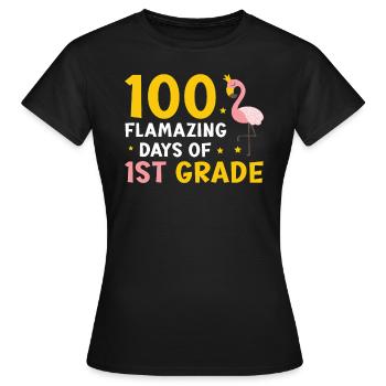 100 jours Flamazing d’élève de 1ère année Flamingo - T-shirt Femme - noir - Devant - AI Model Female 172 dark (172cm)