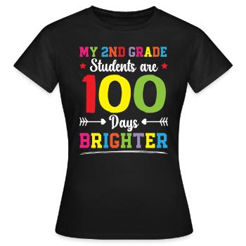 Joyeux professeur de 2e année du 100e jour d’école - T-shirt Femme - noir - Devant - AI Model Female 172 dark (172cm)