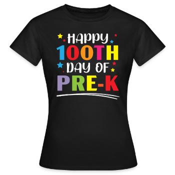 Joyeux 100e jour d’école Pre-K Enseignant Élève - T-shirt Femme - noir - Devant - AI Model Female 172 dark (172cm)