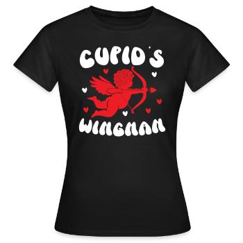 Ailier de Cupidon Saint Valentin Jour du Cœur Cupidon - T-shirt Femme - noir - Devant - AI Model Female 172 dark (172cm)