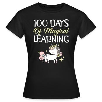 100 jours d’apprentissage magique Professeur amoureux de la licorne - T-shirt Femme - noir - Devant - AI Model Female 172 dark (172cm)