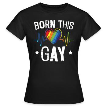 Geboren in diesem Gay Rainbow Pride Monat LGBTQ Gay Pride - Frauen T-Shirt - Schwarz - Vorne - AI Model Female 172 dark (172cm)