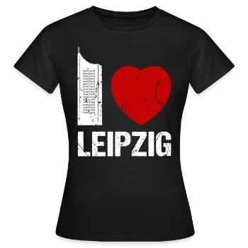 I love Leipzig Skyline Hochhaus Stadt Leipzig - Frauen T-Shirt - Schwarz - Vorne - AI Model Female 172 dark (172cm)